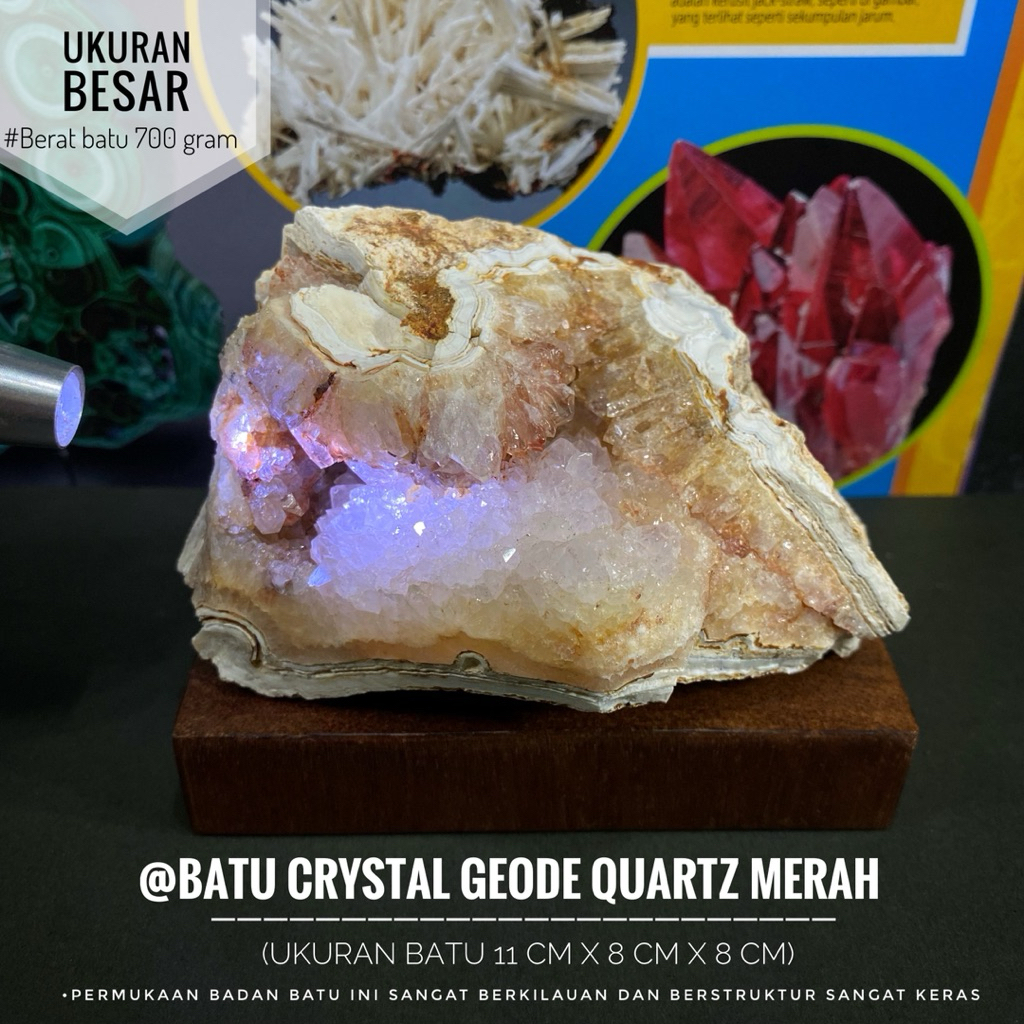 Bongkahan Batu Crystal Quartz Merah Latau Batu Kristal Quartz Natural L61 atau Batu Permata Quartz a