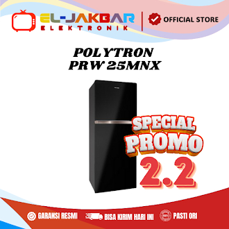 Kulkas POLYTRON PRW 25MNX Top Freezer 240L Tempered Glass Door PRW-25MN 25MN