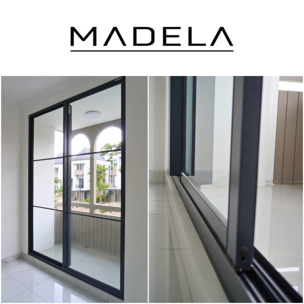 Kusen Sliding Aluminium MADELA YKK Jendela Sliding 2 Daun Lebar 80cm