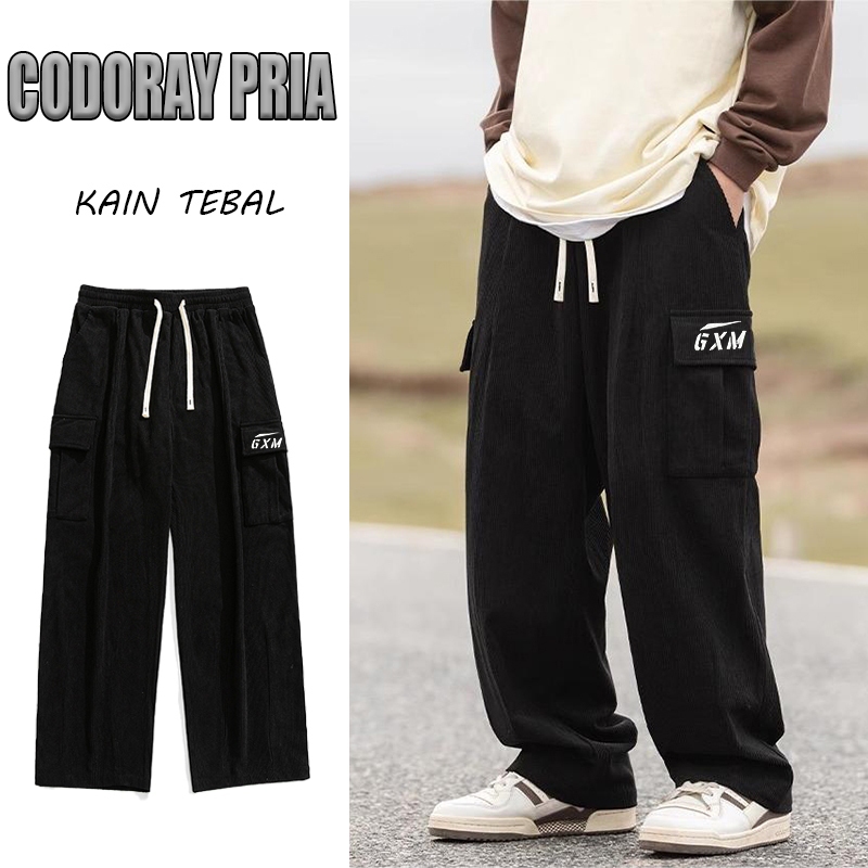 Celana kasual pria Celana panjang korea Celana kulot pria Celana joger polos pria Celana korduroi Ce