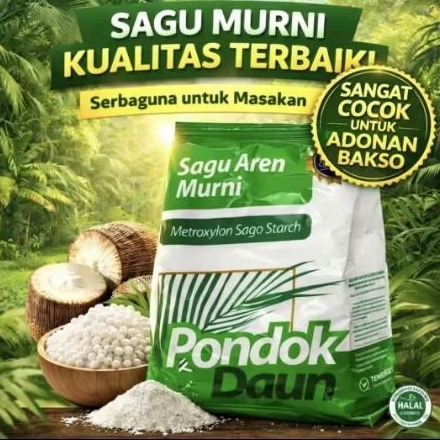 Tepung Sagu Aren Murni Pondok Daun Untuk Bakso Cendol Takaran 500gram Putih Bersih