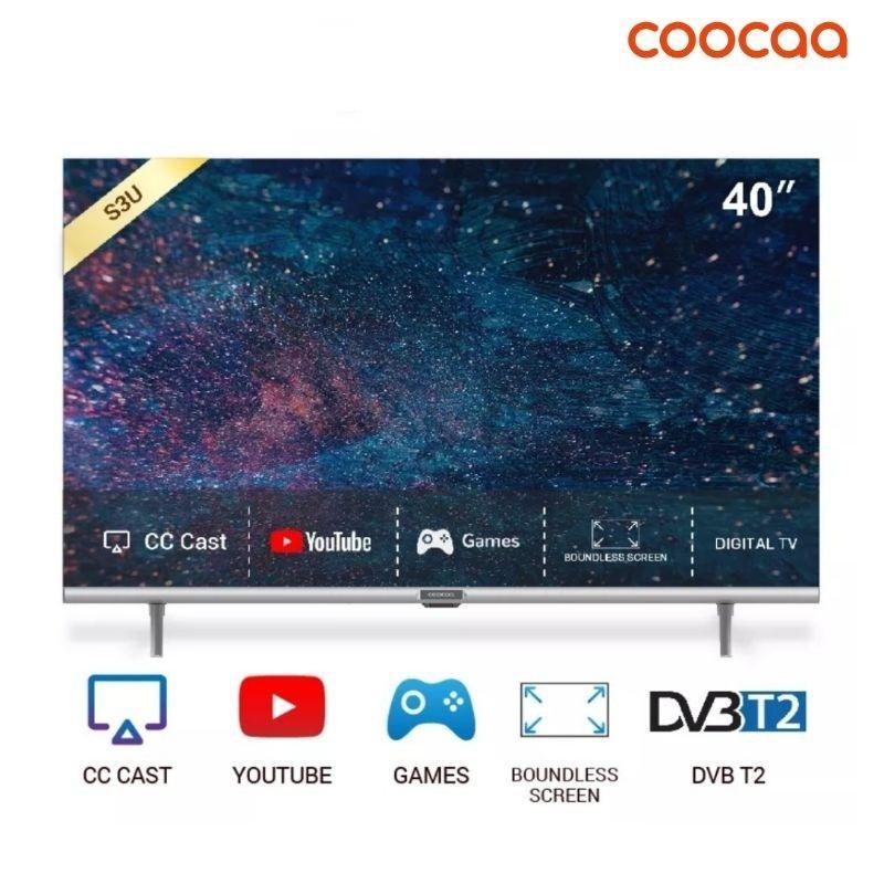 COOCAA Smart TV LED 40 Inch 40S3U Dengan Dolby Digital Plus & Boundless Screen Garansi Resmi 3 Tahun