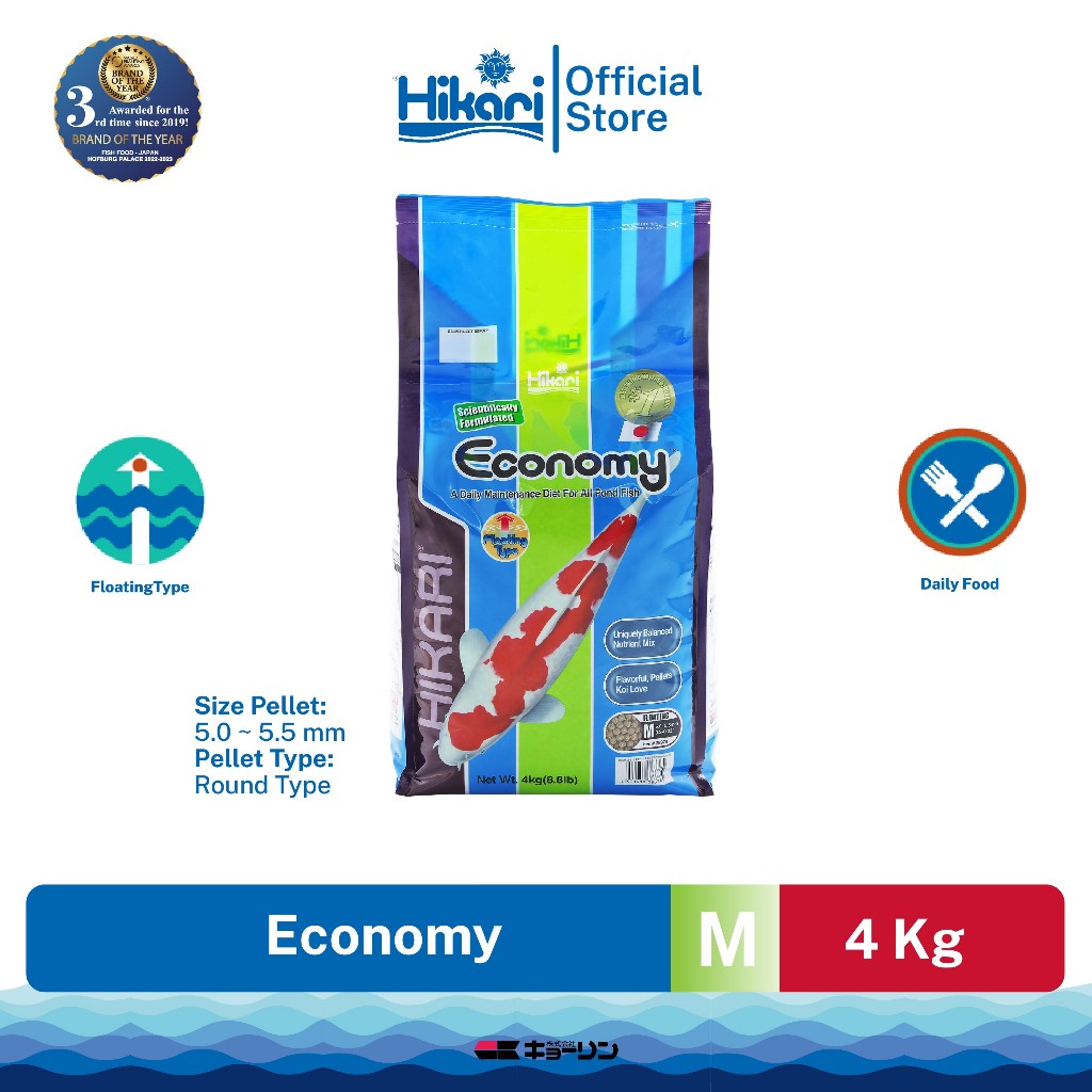 Hikari Economy 4 kg Floating - Pakan Harian Ikan Koi & Ikan Kolam Import Jepang