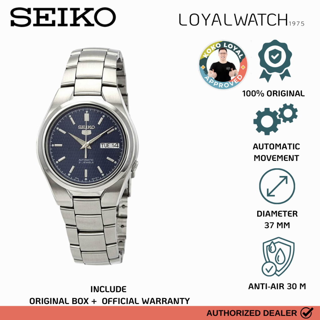 Jam Tangan Seiko 5 Pria SNK603K1 Navy Stainless Steel Original Garansi Resmi