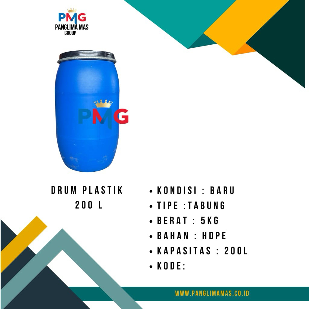 drum plastik 200 L tutup lebar