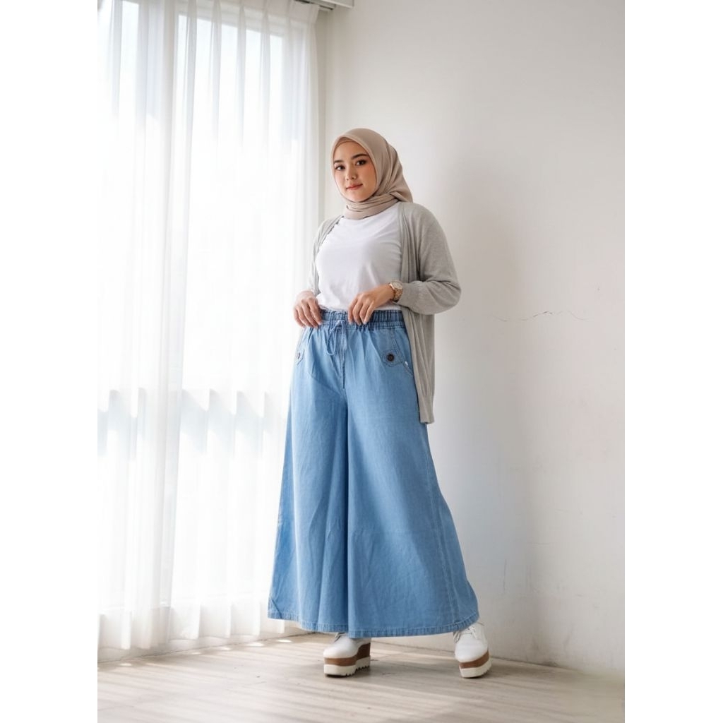 Celana Kulot Jeans Jumbo Wanita Kulot Jeans Standar / Celana Kulot Jeans Palazo / Celana Kulot Jeans