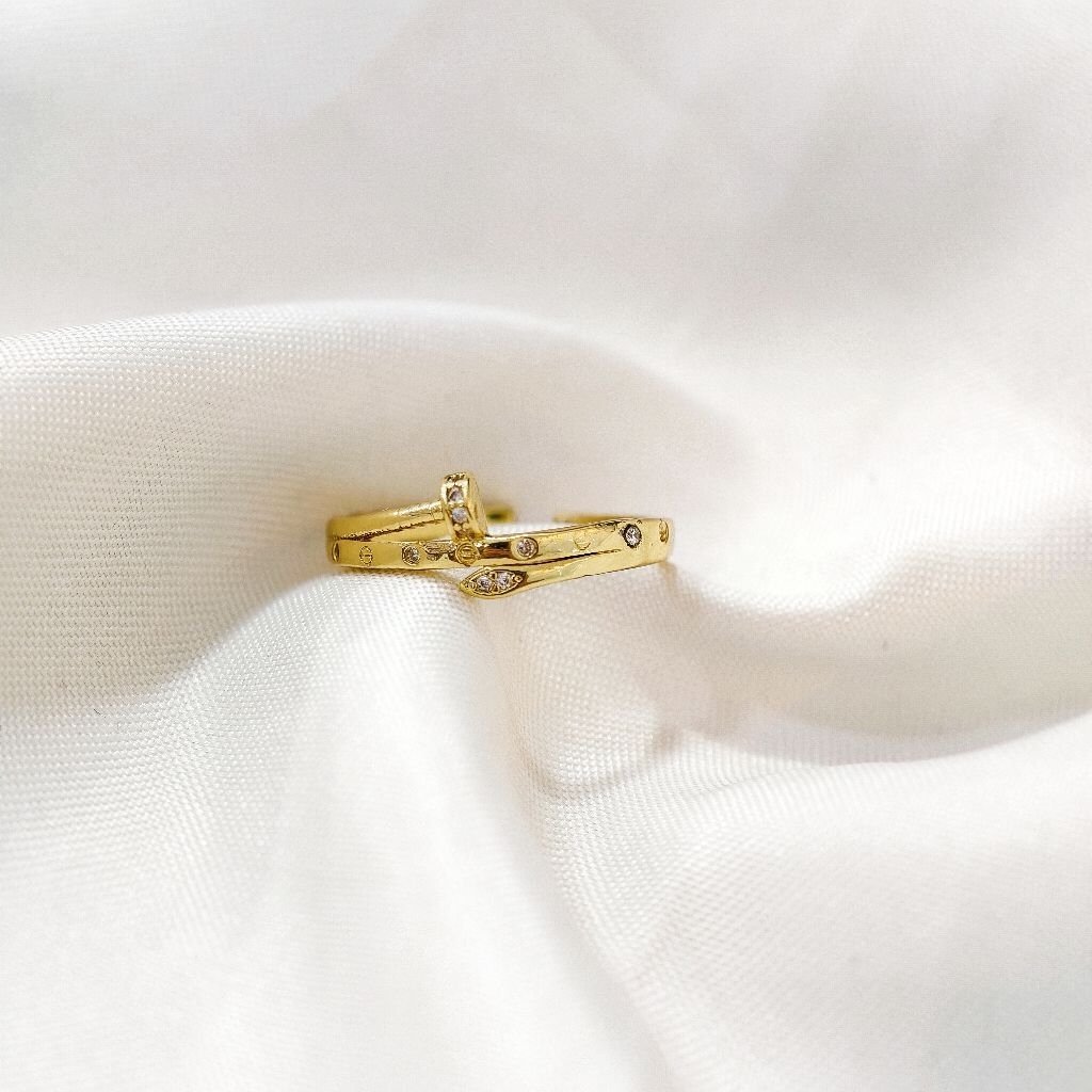 AMK Cincin 24k Paku Anti Luntur Perhiasaan Aksesoris Lapis Emas