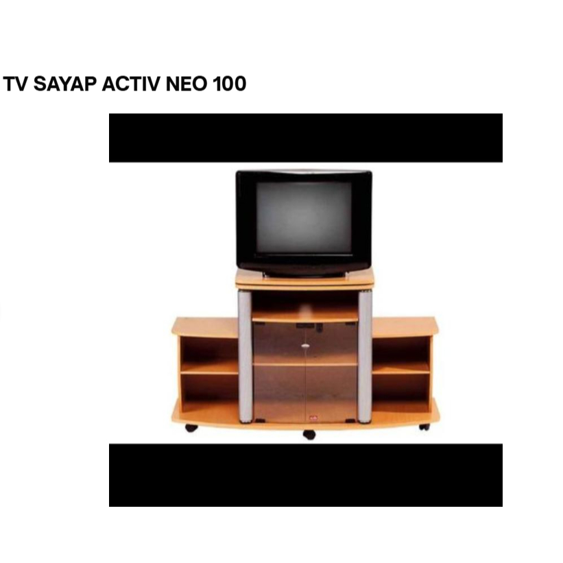 ACTIV Rak TV 100 Inch Panel Kuat Pintu Kaca Tempered Roda Swivel Untuk TV 21 Inch