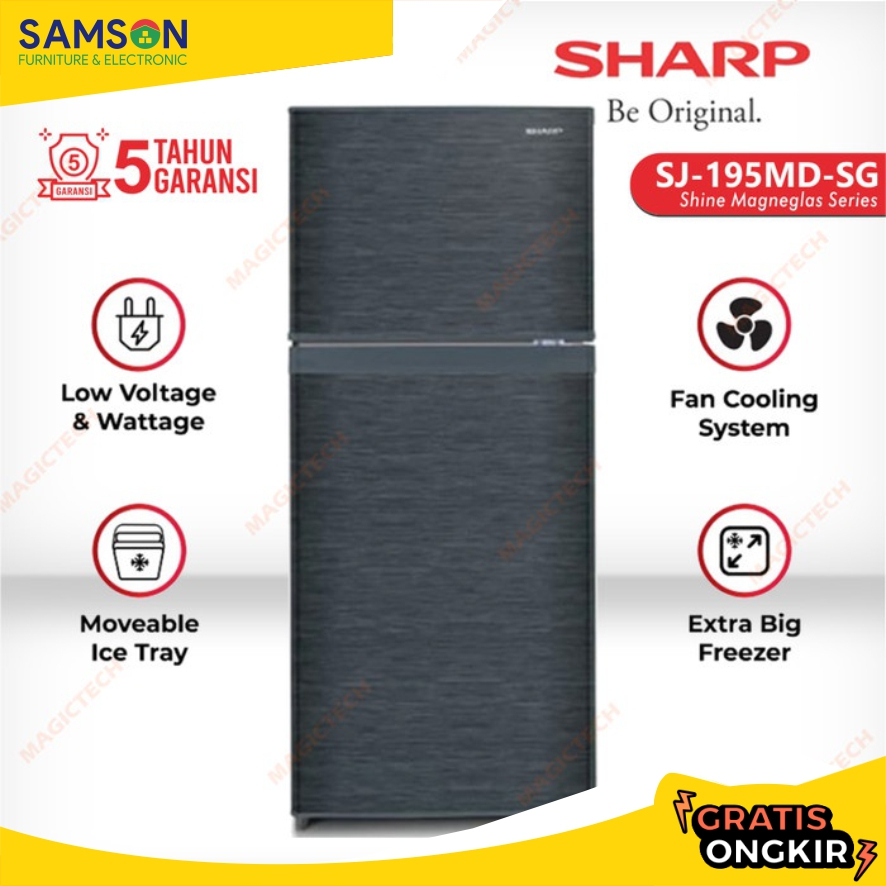 KULKAS SHARP 2 PINTU SJ-195MD-SG / SJ-195 172L - GREY
