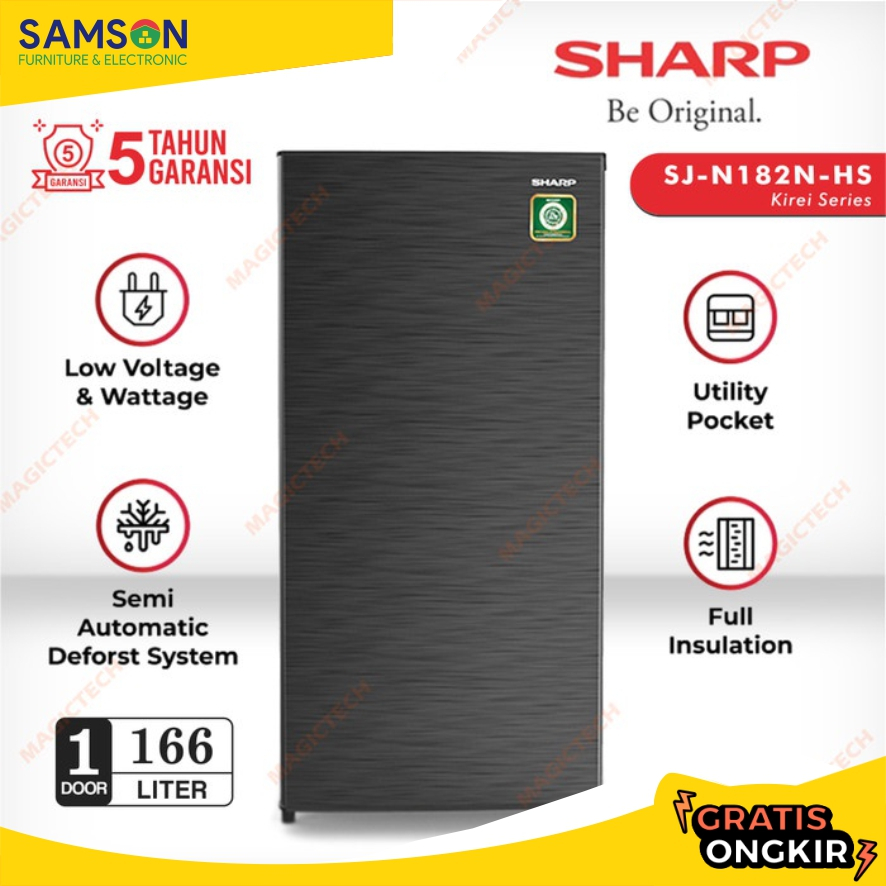 KULKAS SHARP 1 PINTU SJ-N182N-HS / SJ-N182 / SJ-182 KIREI 166L - GREY