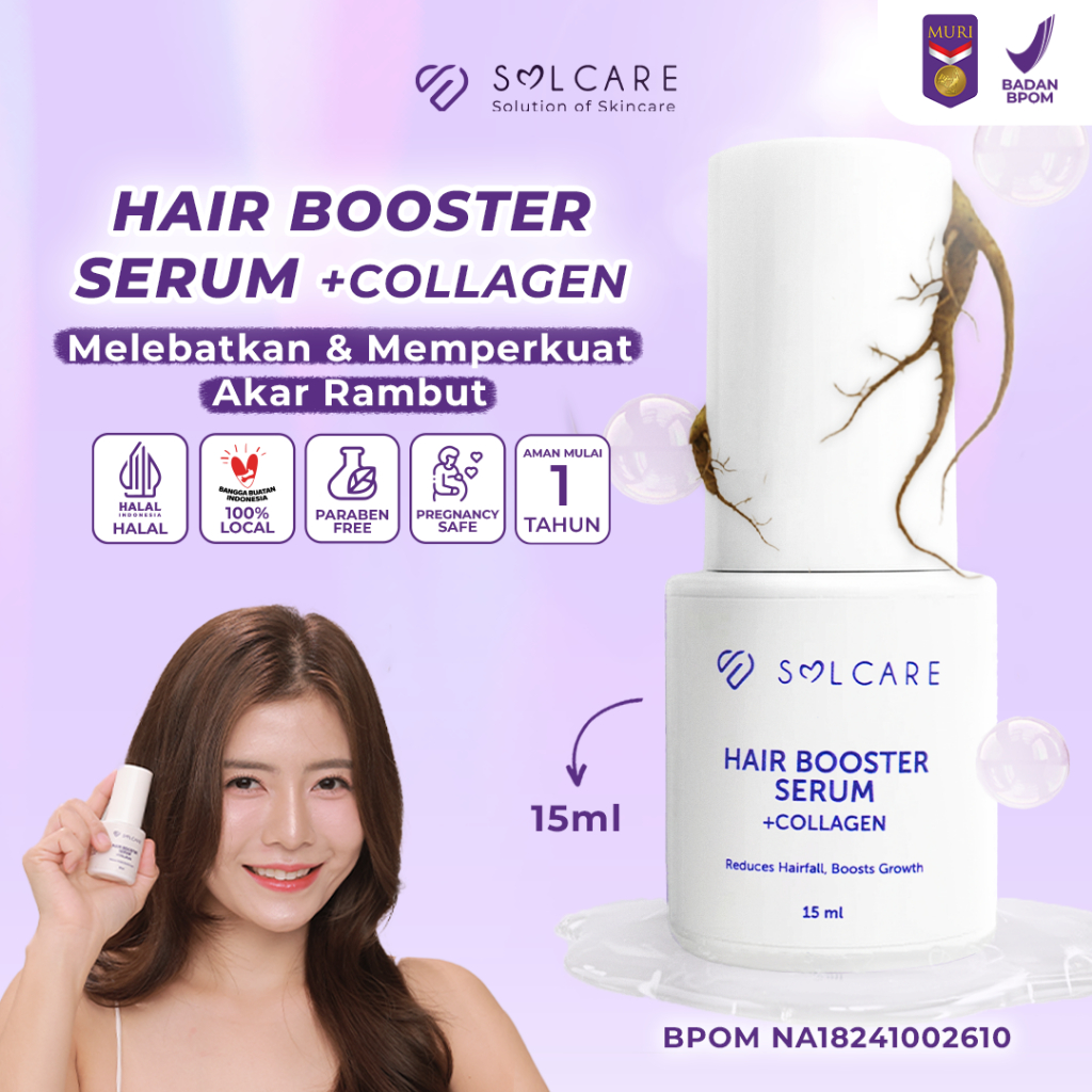 Solcare Hair Booster Serum + Collagen - Melebatkan & Memperkuat Akar Rambut