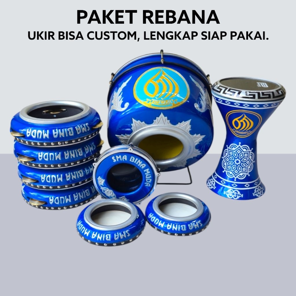 Rebana Hadroh Hadrah Alhabsyi Satu Paket Ukir