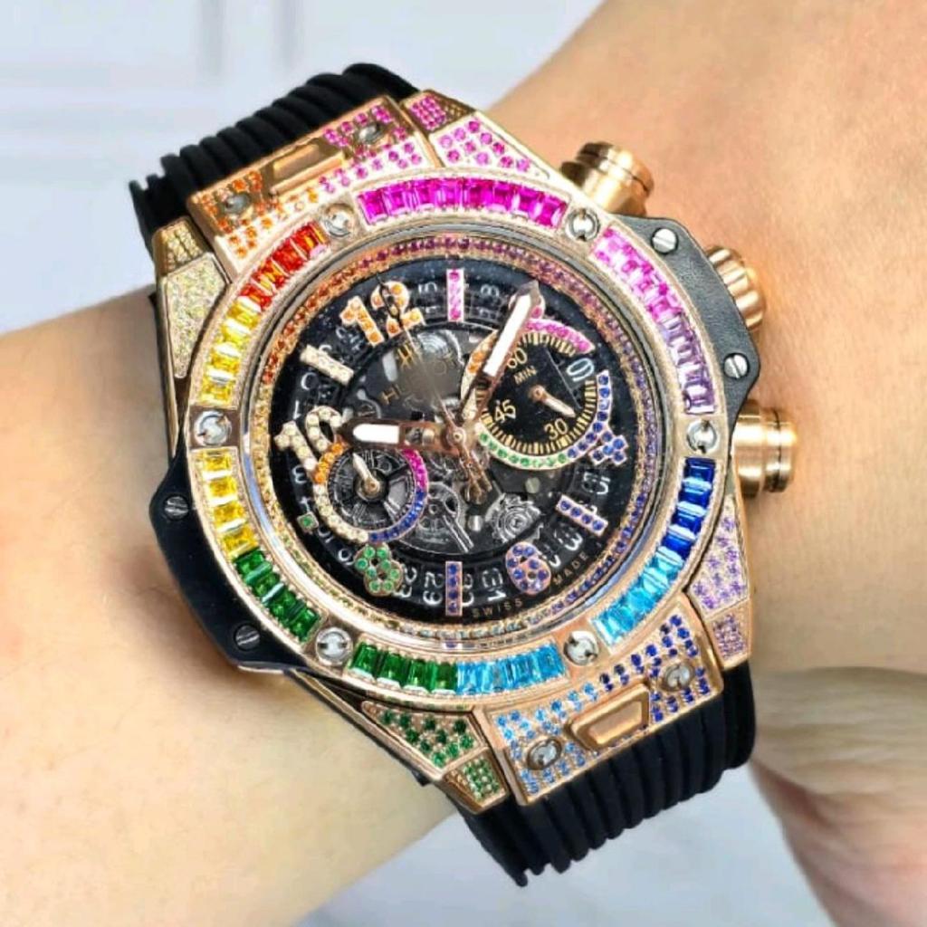 DK219 DK19WatchHublot Big Bang King Rainbow Diamond Rubber Stainless Japan Quartz