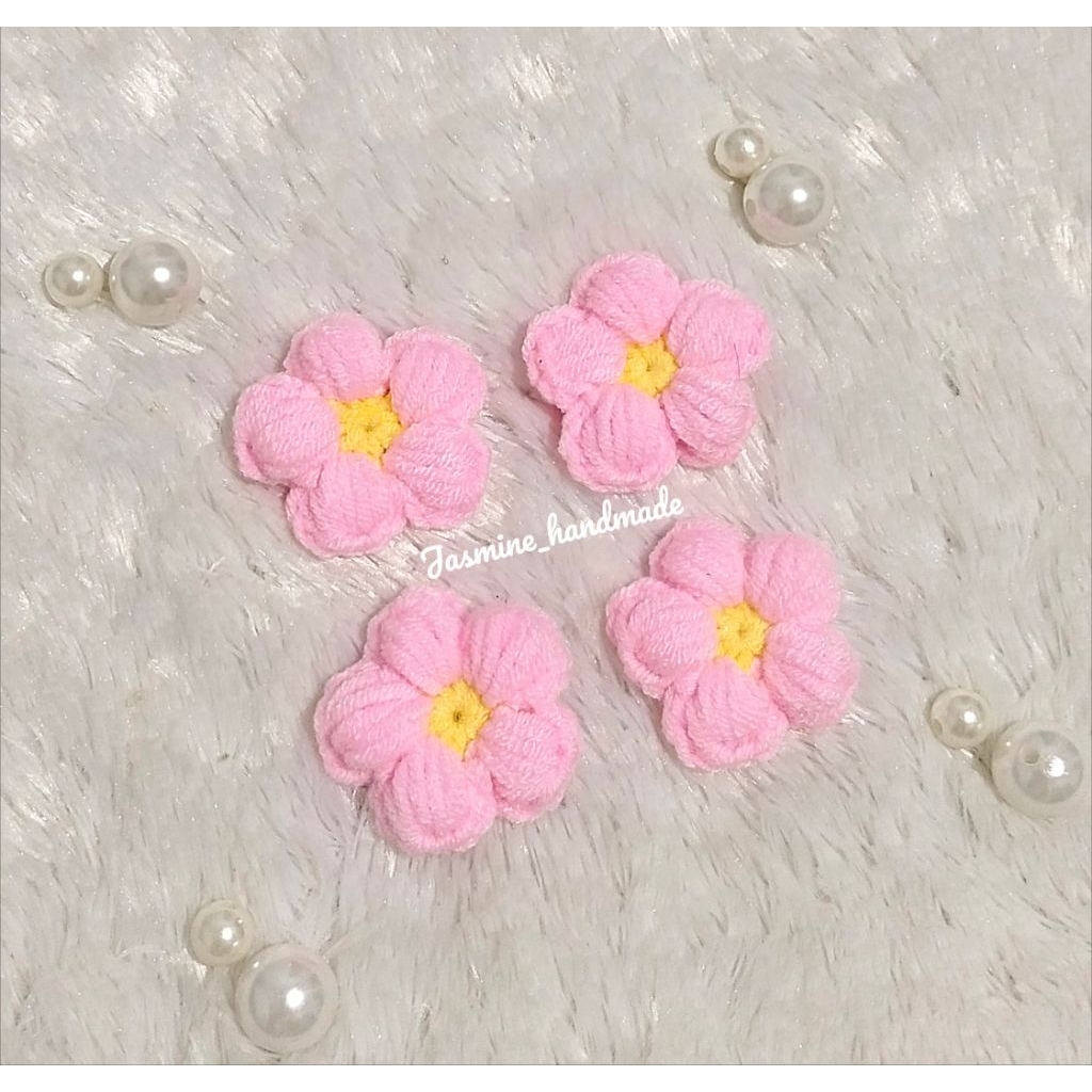 Bros rajut/(isi 4pcs)/mini bros/bros rajut bunga puff/bros rajut bunga/bros mini/bros bunga