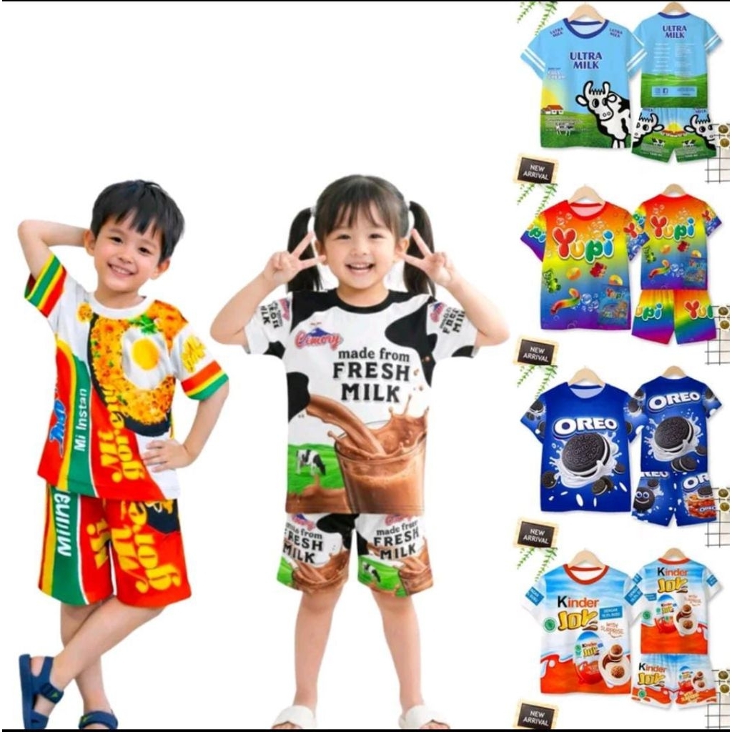 Viral Setelan Anak Parodi Produk Jajanan 3-9th / setelan indomie anak