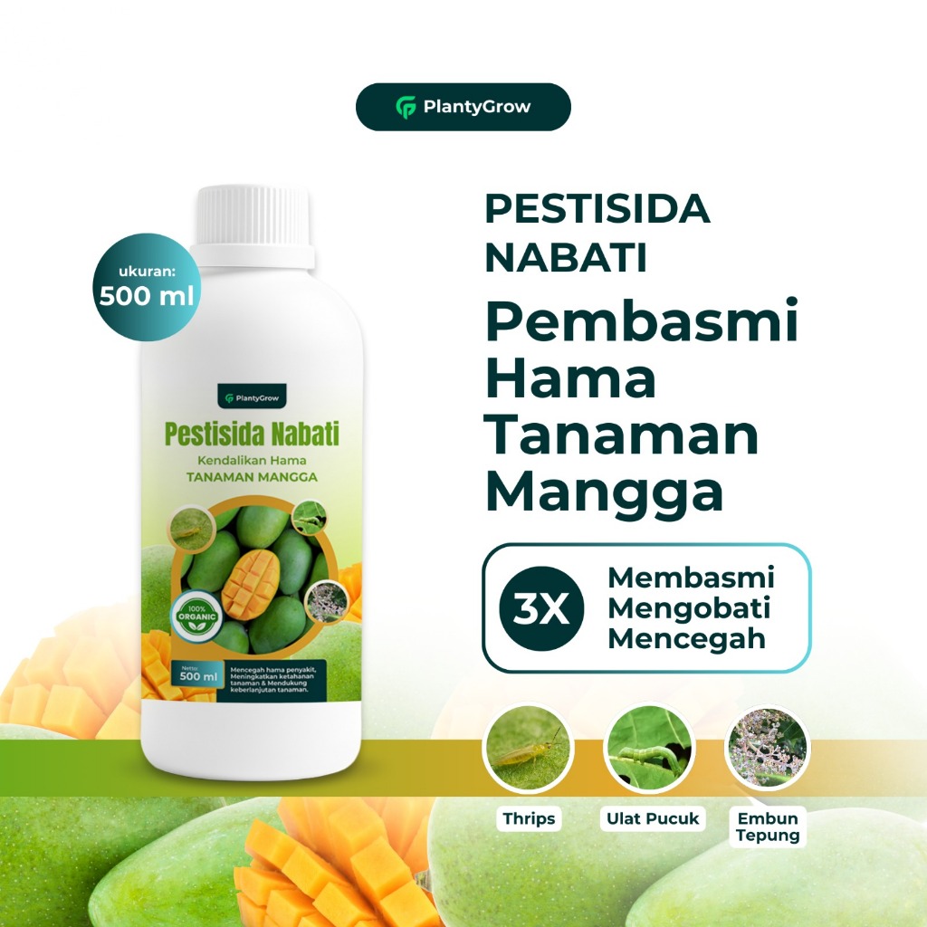 PLANTYGROW - Pestisida Nabati Khusus Mangga 500ml – Hentikan Buah Busuk, Daun Hitam, Atasi Lalat Bua