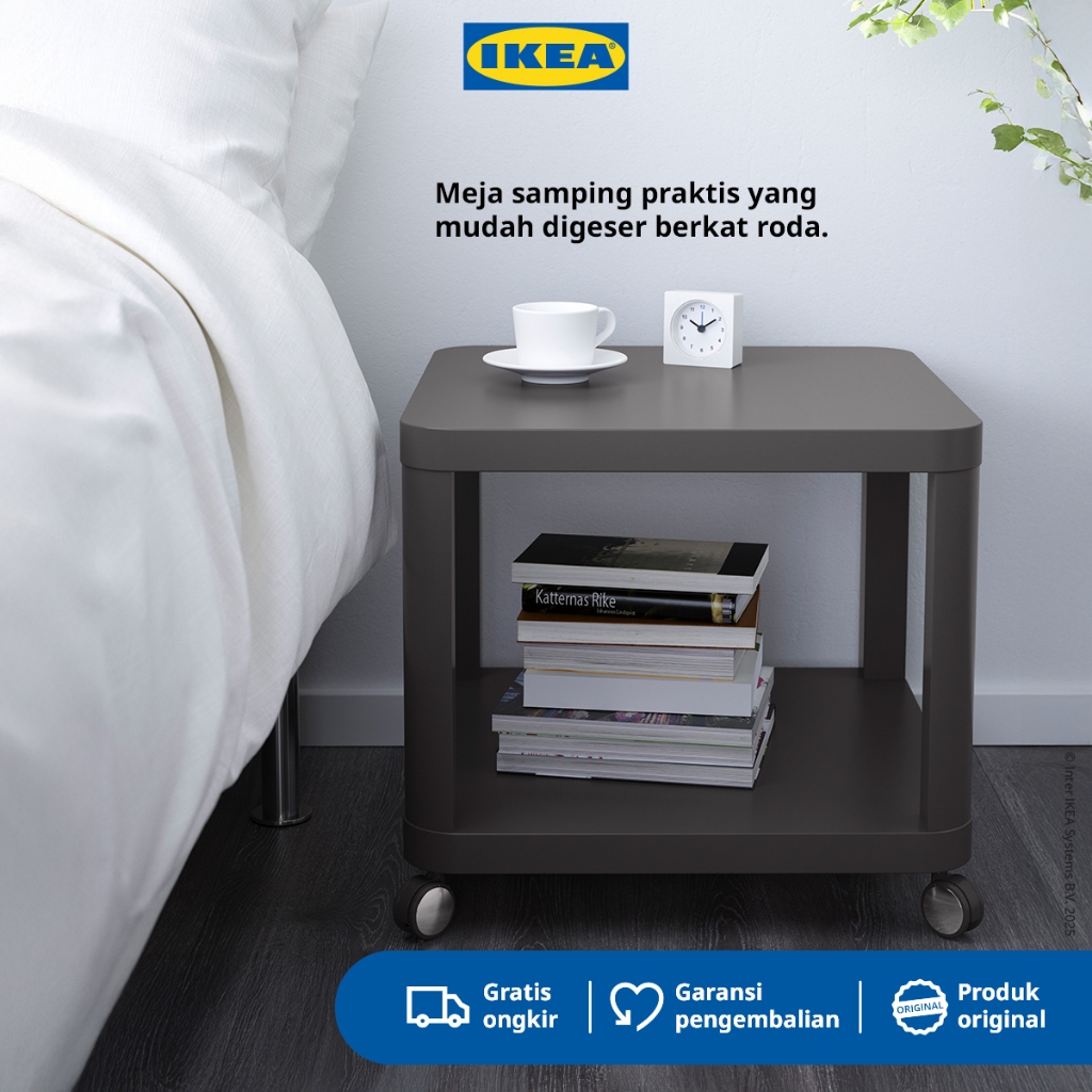 IKEA TINGBY Meja Samping dengan Roda 50x50 cm