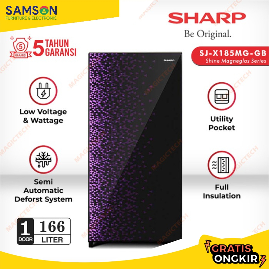 KULKAS SHARP 1 PINTU SJ-X185MG-GB / SJ-X185 / SJ-185 166L - BIRU
