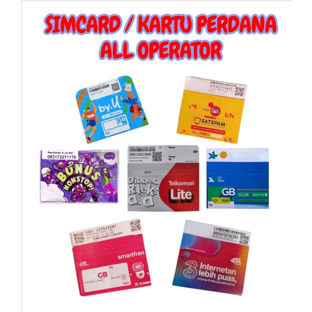 SIMCARD KARTU PERDANA SUDAH REGIS SIAP PAKAI ALL OPERATOR NASIONAL
