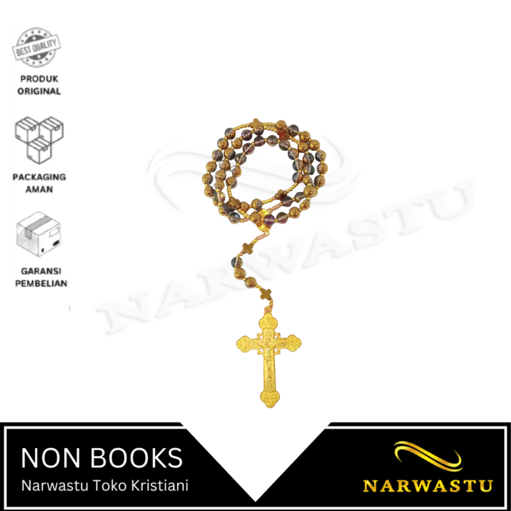 Rosario 8 MM Salib Gold - VLT247