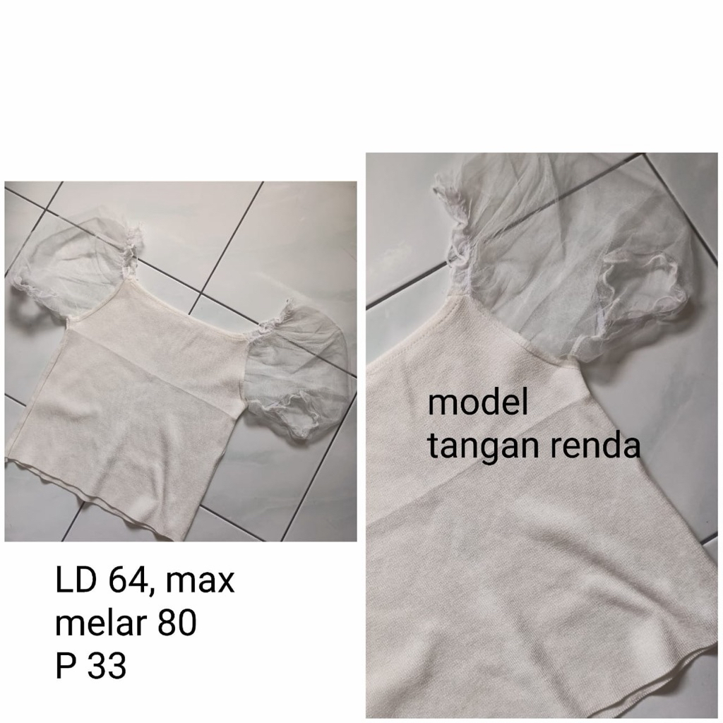Preloved Blouse Wanita Cewek Putih Lengan Renda