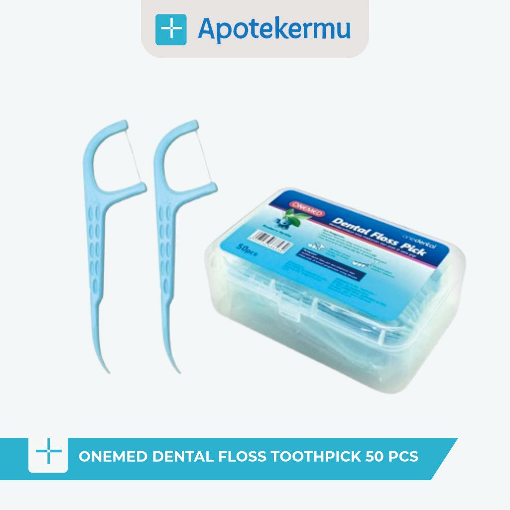 ONEMED DENTAL FLOSS TOOTHPICK 50 PCS MINT & BLUEBERRY BOX / REFILL BENANG GIGI