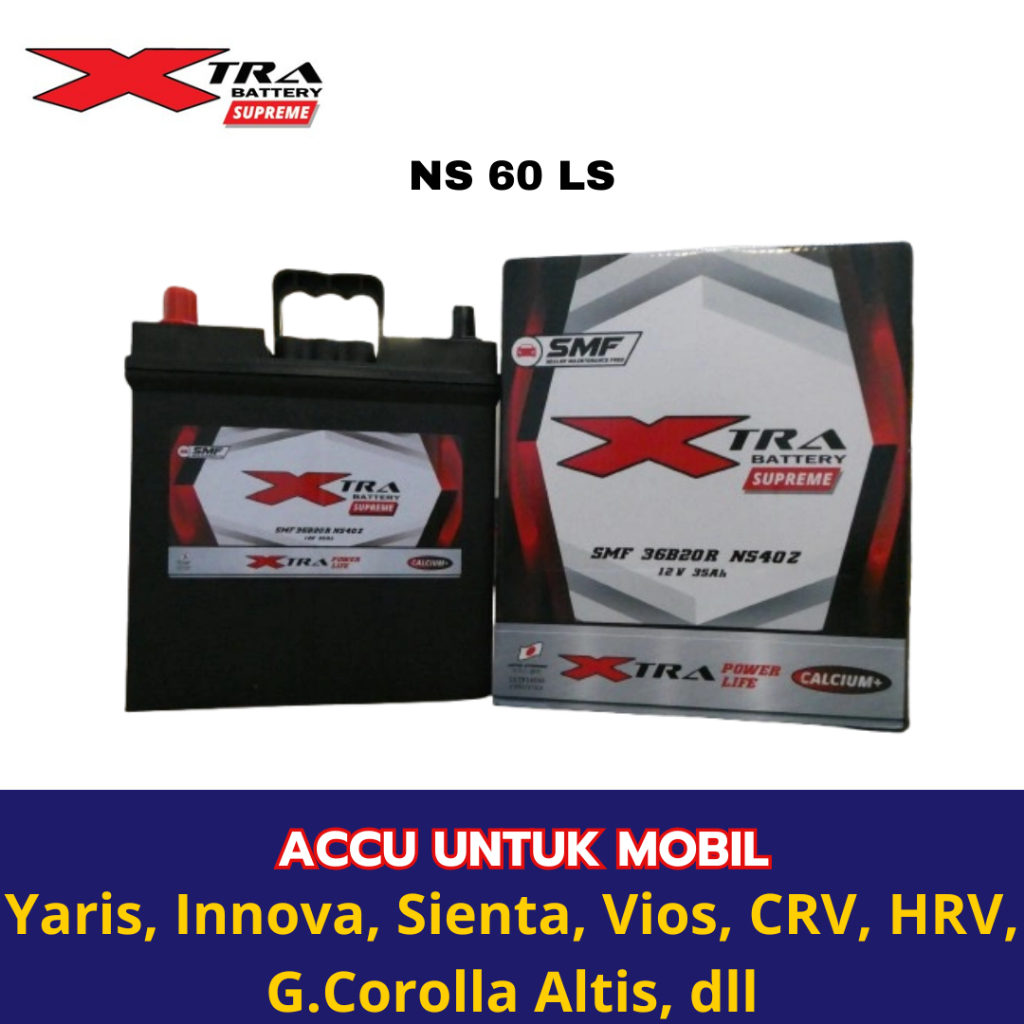 XTRA - Aki XTRA SPRM NS60LS Aki KERING untuk Mobil Yaris, Innova, Sienta, Vios, CRV, HRV, G.Corolla 