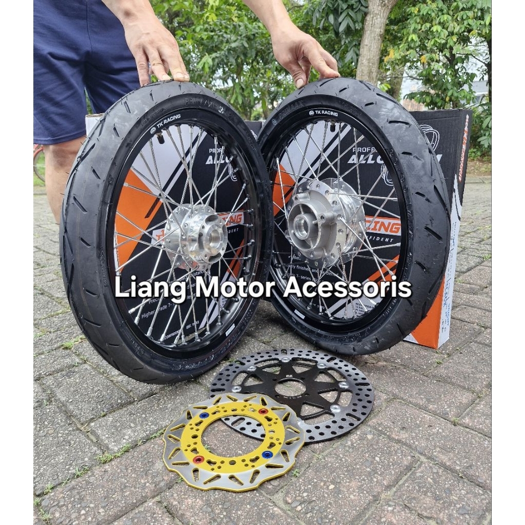 Sepaket Velg TK Racing Ring 17 Tromol Set Jari2 Plus Ban - Kawasaki Ninja 150 R / SS / RR. Bonus Pir
