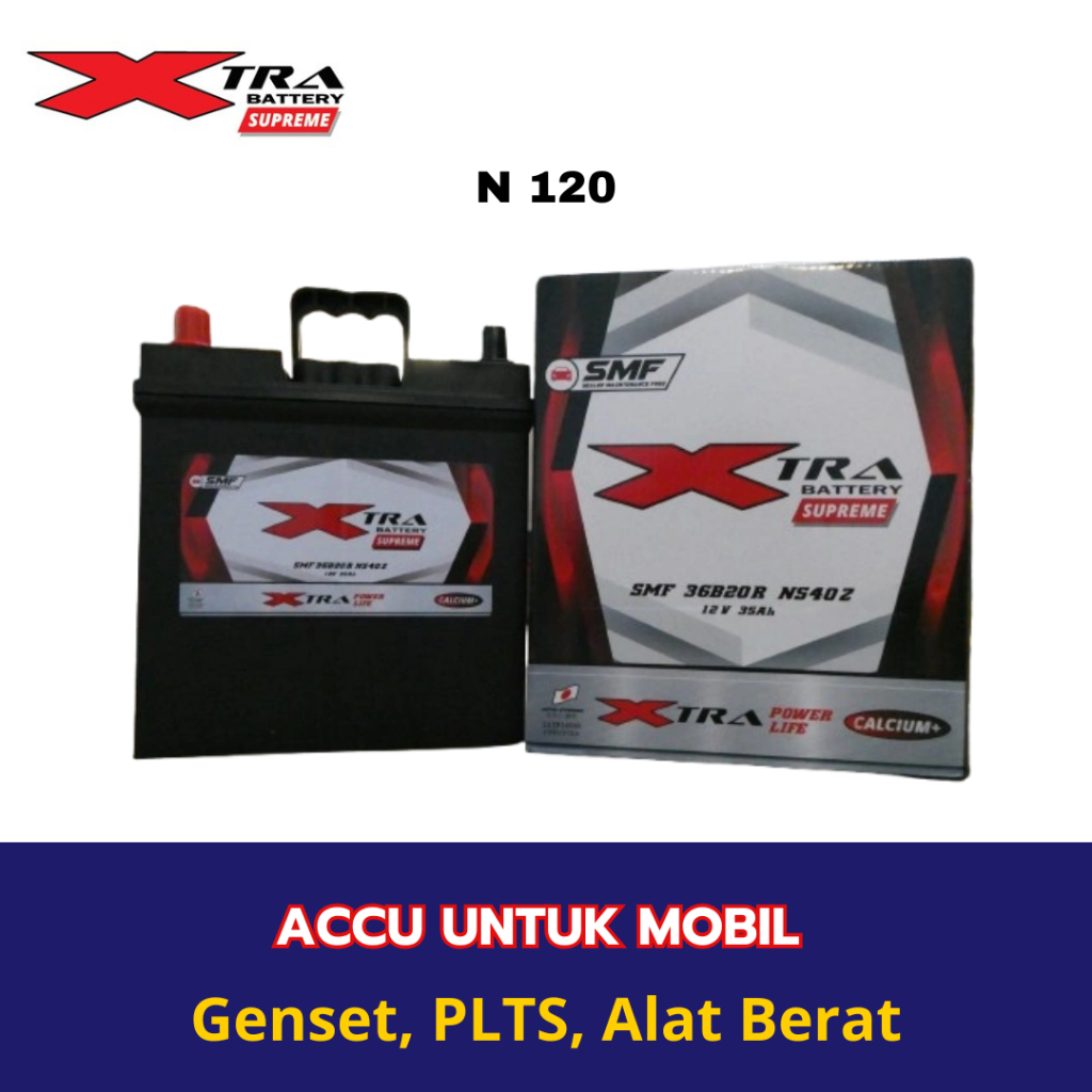 XTRA - Aki Mobil XTRA SPRM N120 Aki untuk Komatsu Excavator, Dozer, Grader, Dump Truck, dan sejenisn