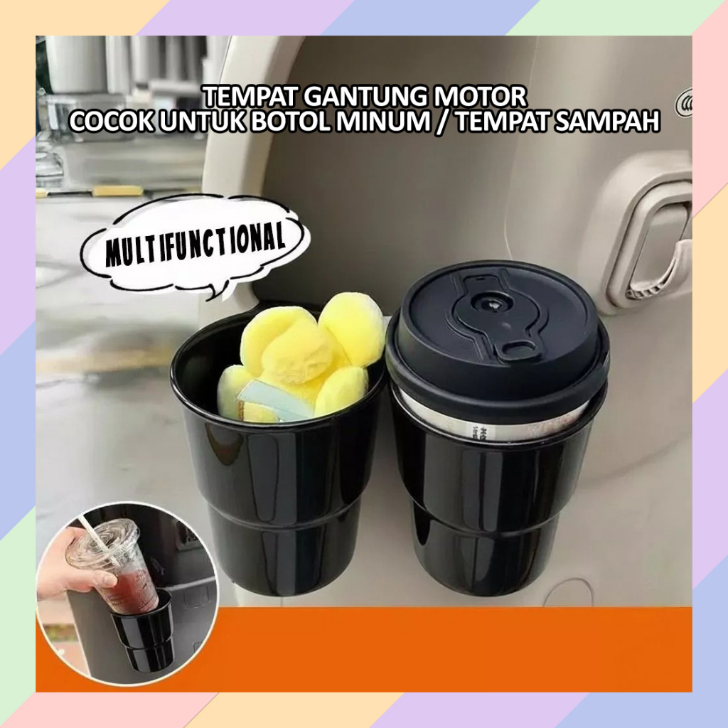 GS08 Wadah Gantung Motor Mobil Tempel Tempat Botol Minum Sampah HP Kacamata Gelas Asbak Cup Holder T