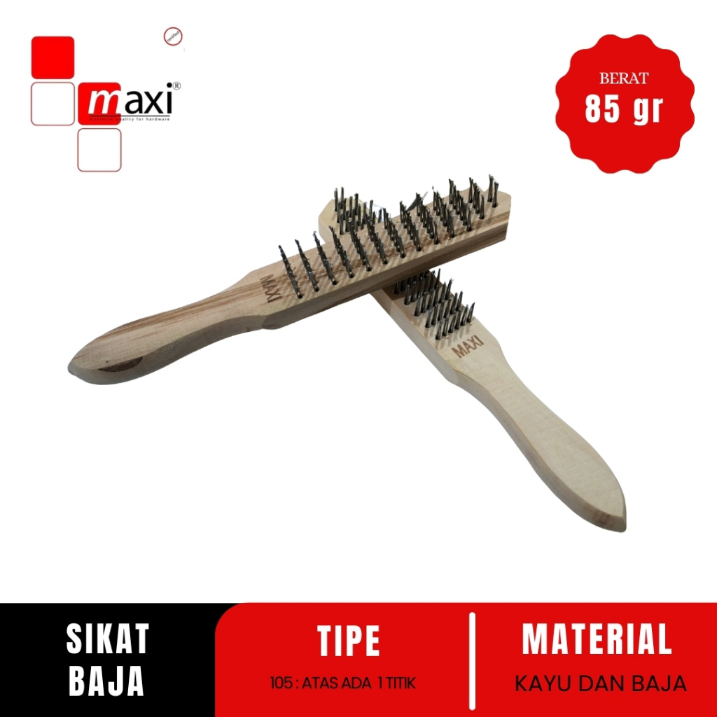 Sikat Kawat Baja  Sikat Lantai Pegangan Kayu - MAXI