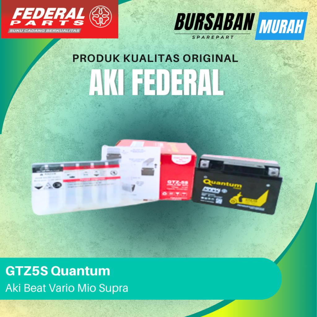 Aki Kering Federal GTZ5S Quantum Original Aki Beat Vario Mio Supra Murah