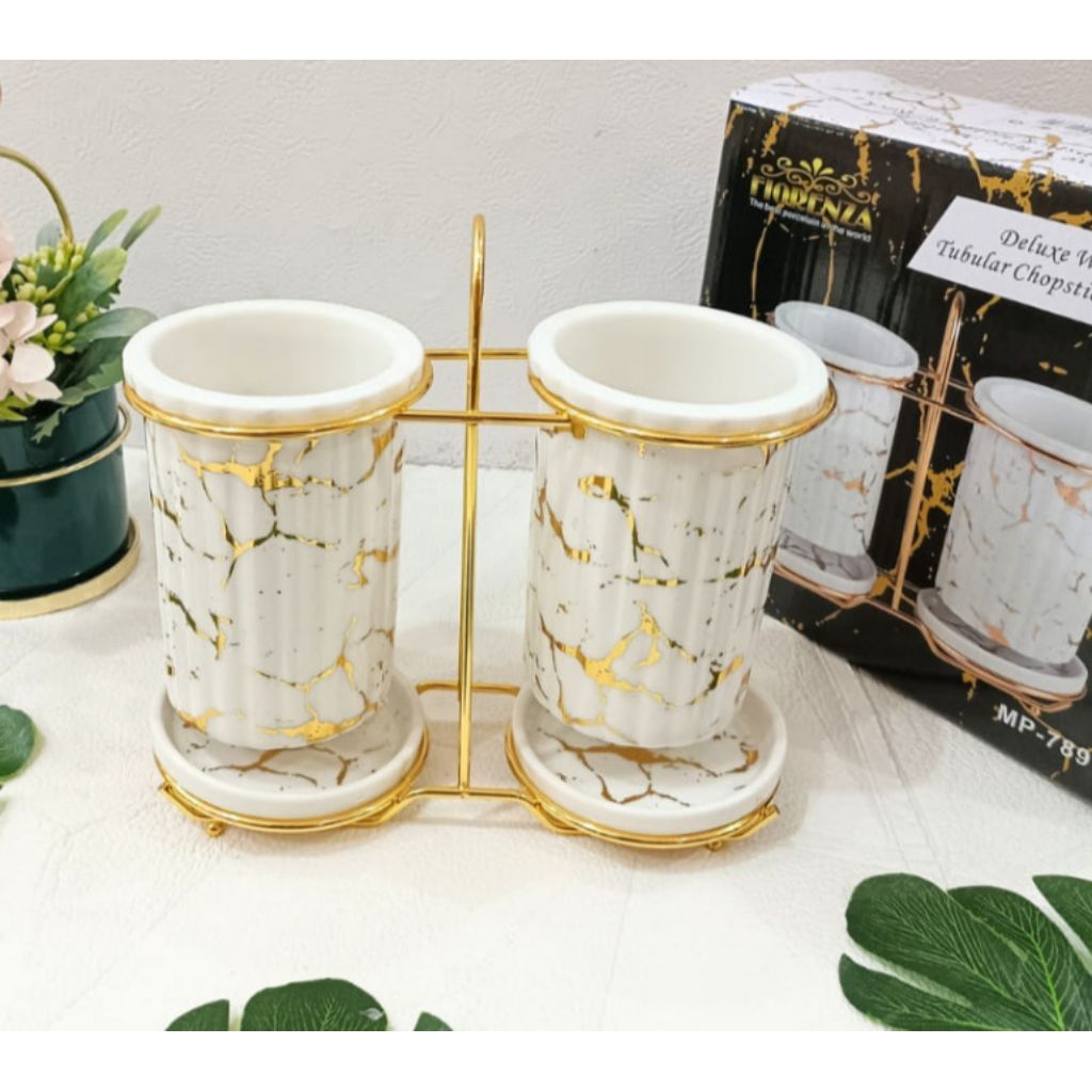 Tempat Sendok Garpu / Sumpit Set Fiorenza Keramik Marble