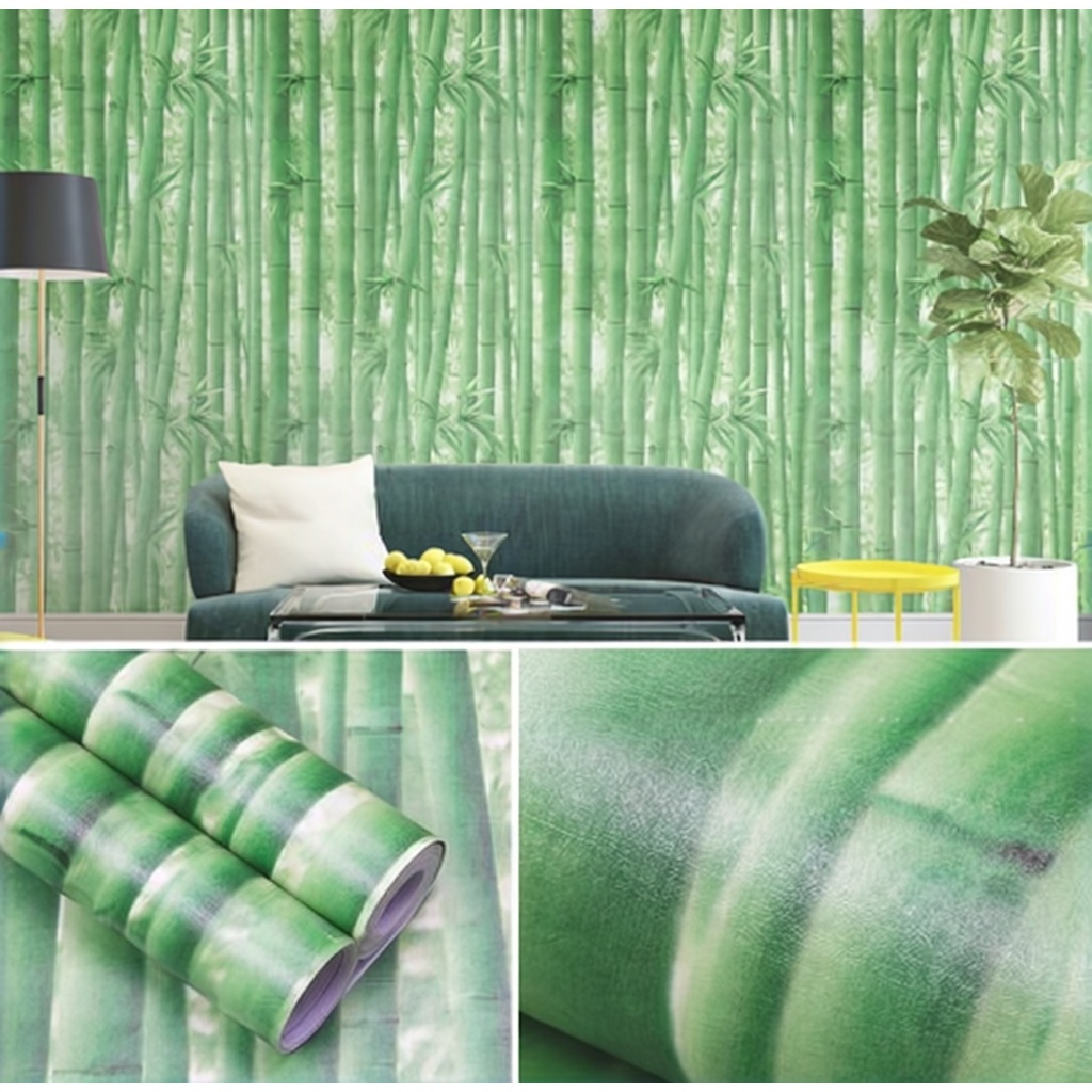 Wallpaper Dinding BAMBU HIJAU TUA 3D