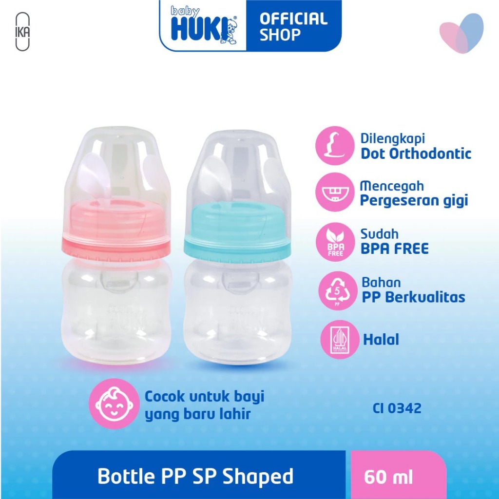 Huki Botol Susu Bayi Orthodontic 60ml CI0342 / Botol Susu Huki