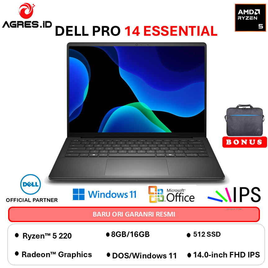 DELL PRO 14 ESSENTIAL PV14255 RYZEN 5 220 - RAM 16GB 512GB 14.0 WUXGA WINDOWS 11