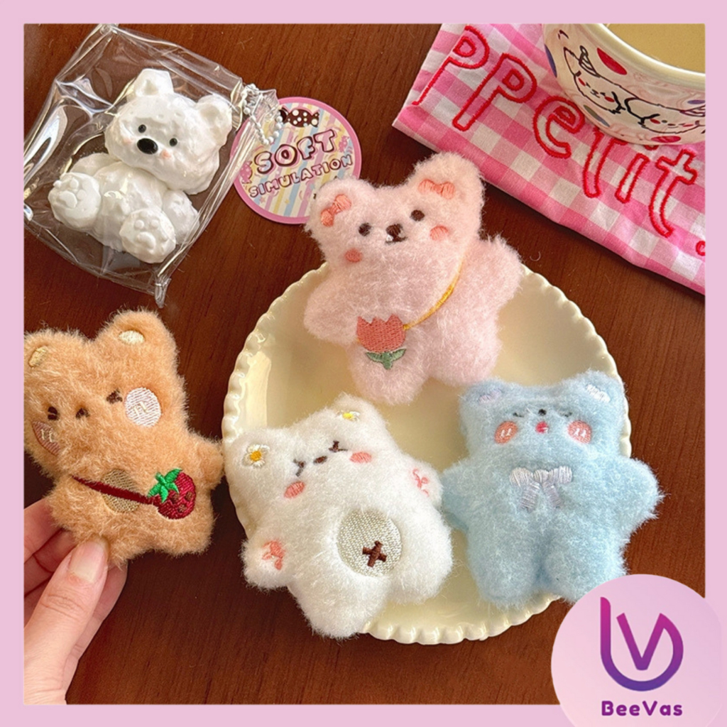 BV.ID GT2185 Gantungan Kunci Tas Hiasan Boneka Beruang Fluffy Kartun Doll Lucu Cute Bulu Halus