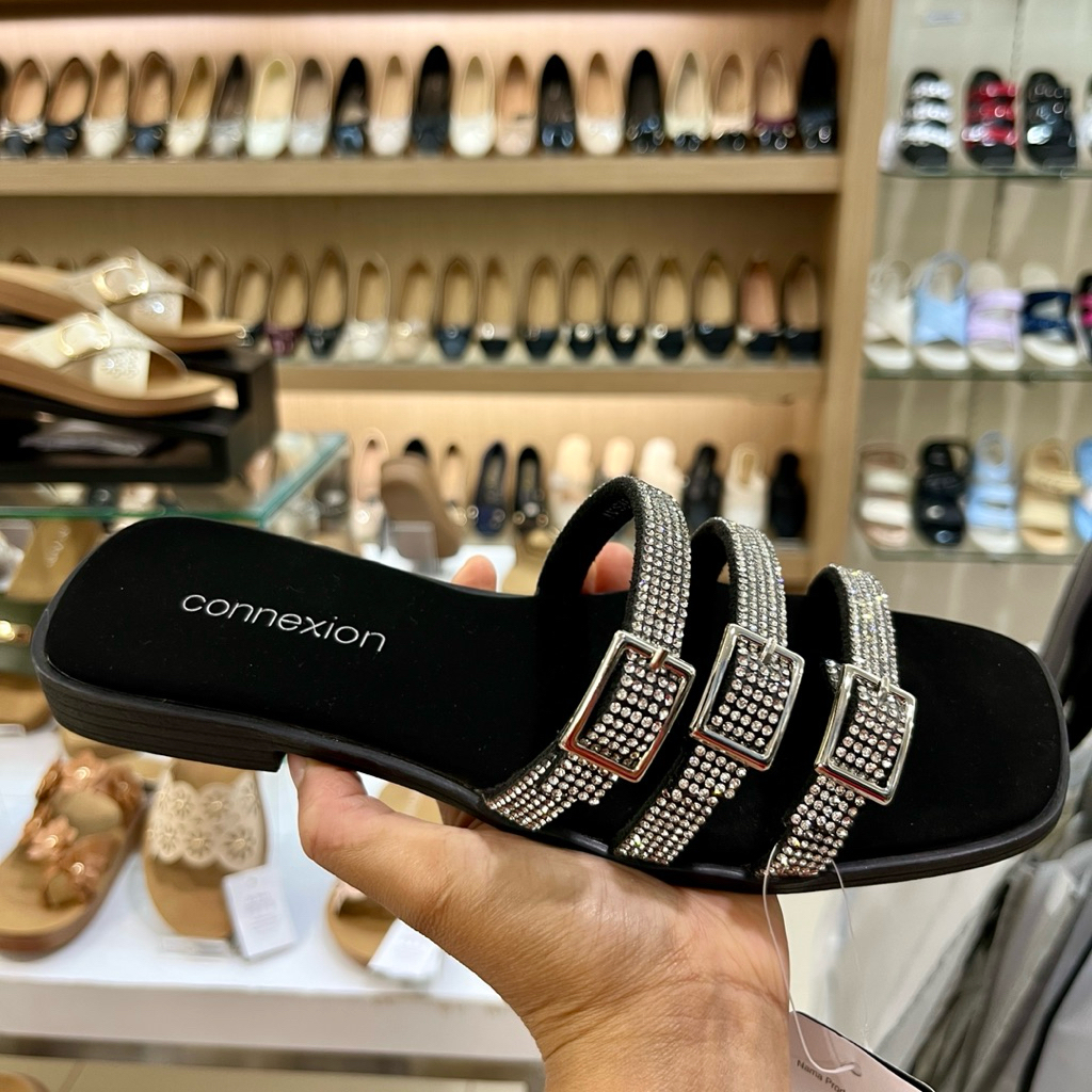 Sandal flat wanita bling-bling bahan empuk*Connexti0n