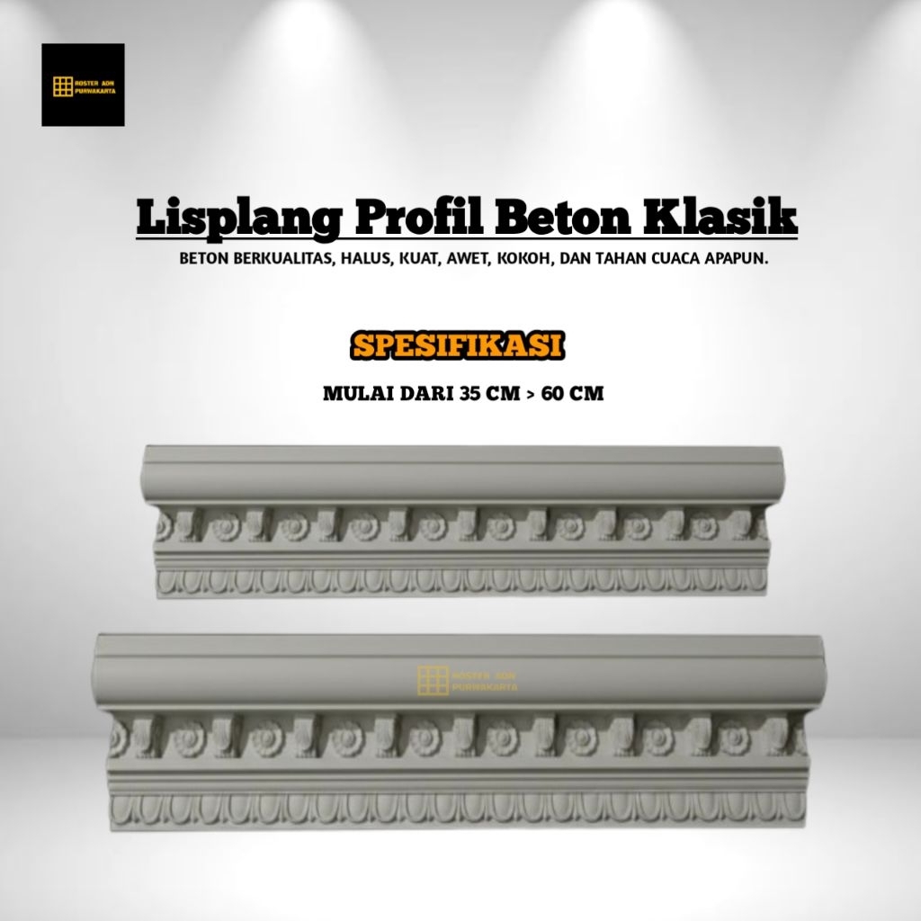 Lisplang Profil Beton List Profil Tempel Profil Tembel Beton Ukuran 40×200 cm
