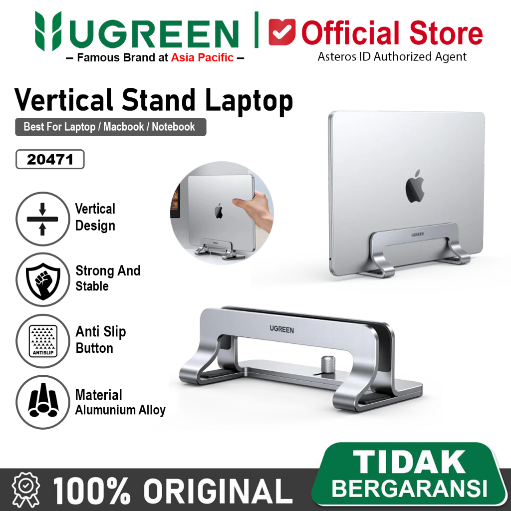 UGREEN Vertikal Stand Holder Aluminium Dudukan Untuk Laptop, Macbook, Notebook, Ipad Etc