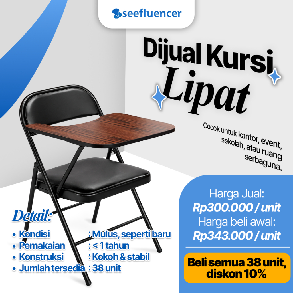 Kursi Kuliah / Lipat / Meja / Sekolah les