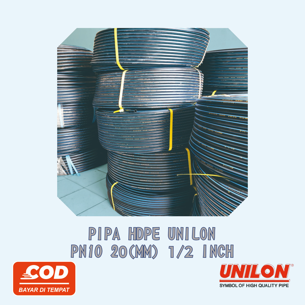 Pipa HDPE atau Selang HDPE UNILON 1/2 Inch PN 10 (100 Meter)