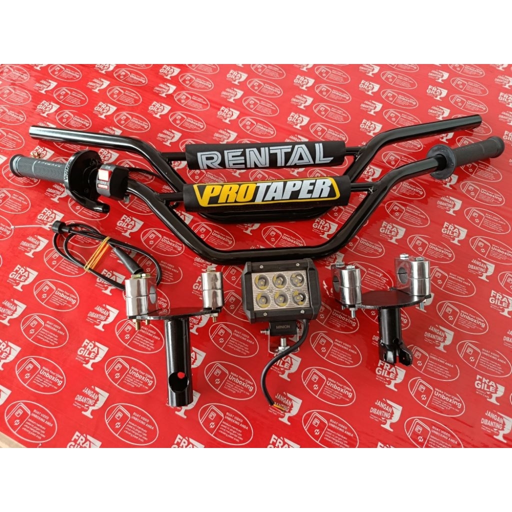 PAKET LENGKAP stang motor Trail & dudukan adaptor Gas Spontan Saklar Set Lampu LED tembak untuk semu