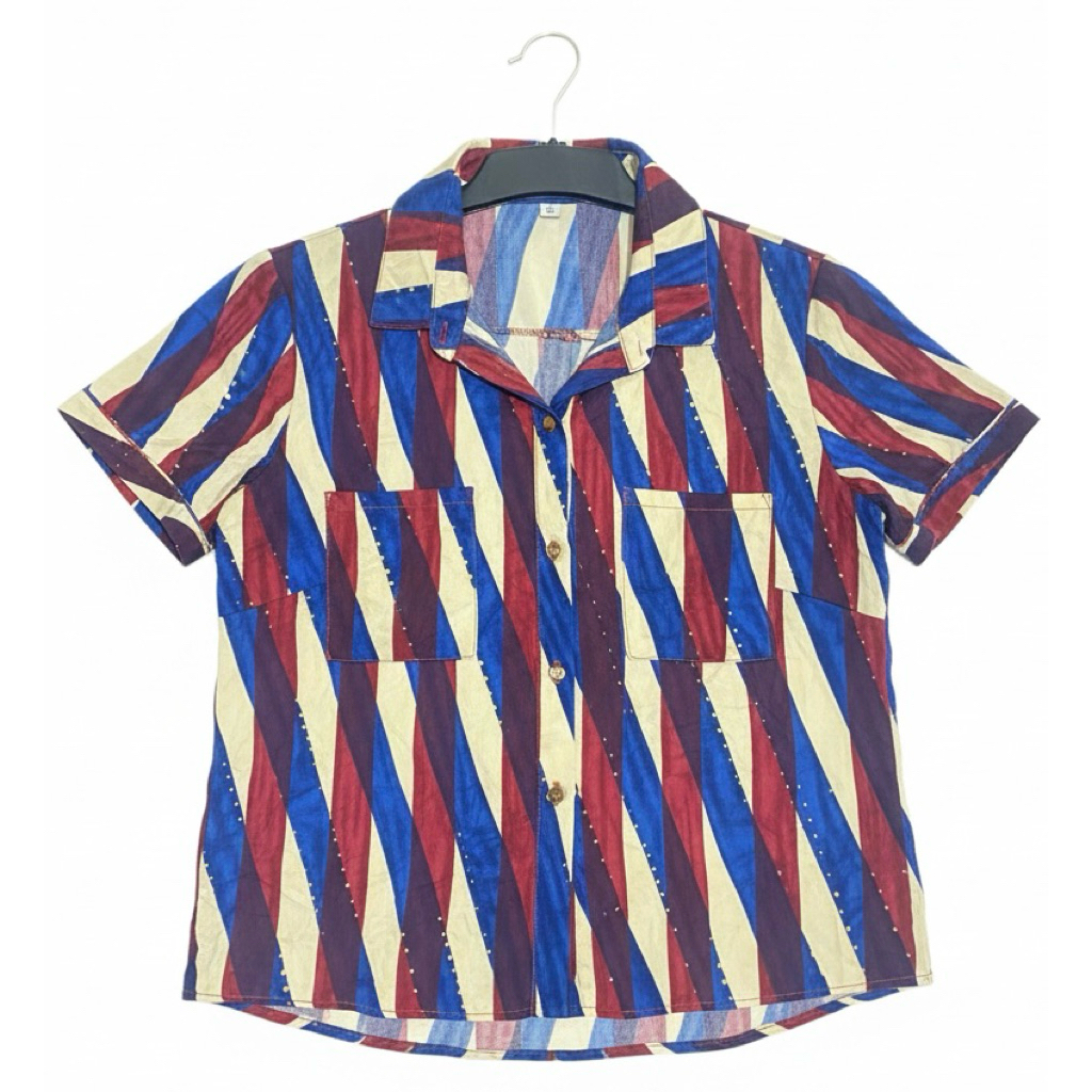 kemeja rayon bermotif abstrak dingin adem