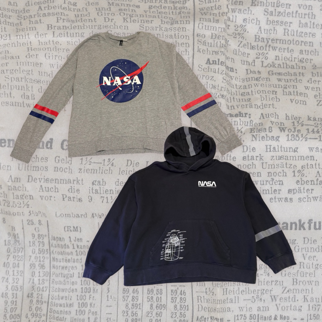 preloved / second H&M hoodie kaos longsleeve NASA black grey (cek deskripsi)