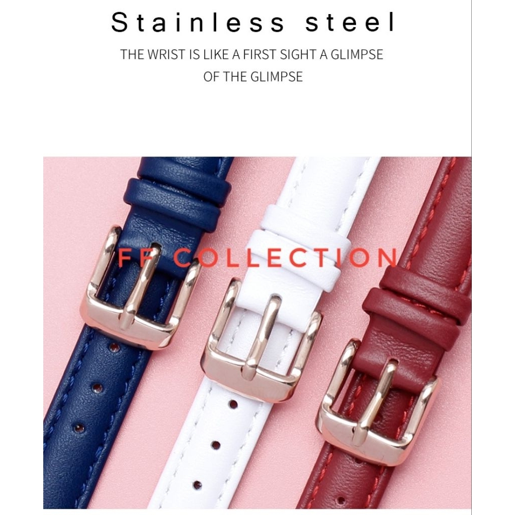 FF PEN OTOMATIS BIRU MERAH PINK KALEP Strap Tali Jam tangan  Fossil Leather Kulit Ukuran 12mm 14mm 1