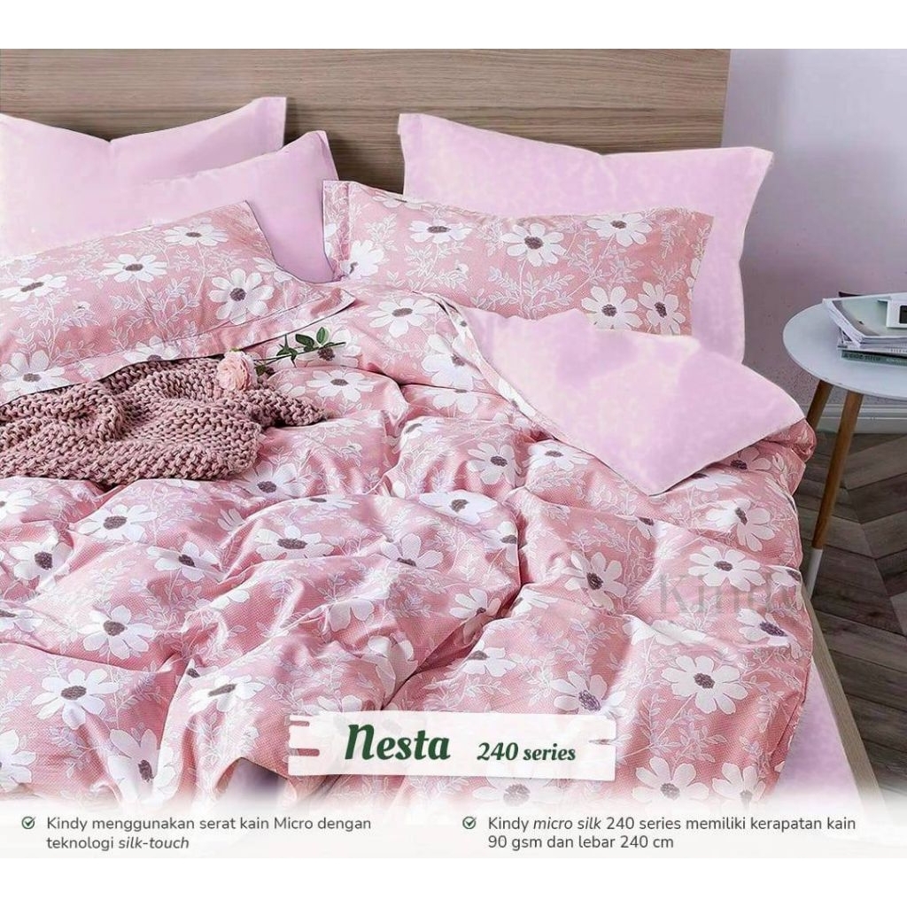 Sprei motif bunga pink nesta free anti geser ukuran lengkap sprei set free double karet anti geser s