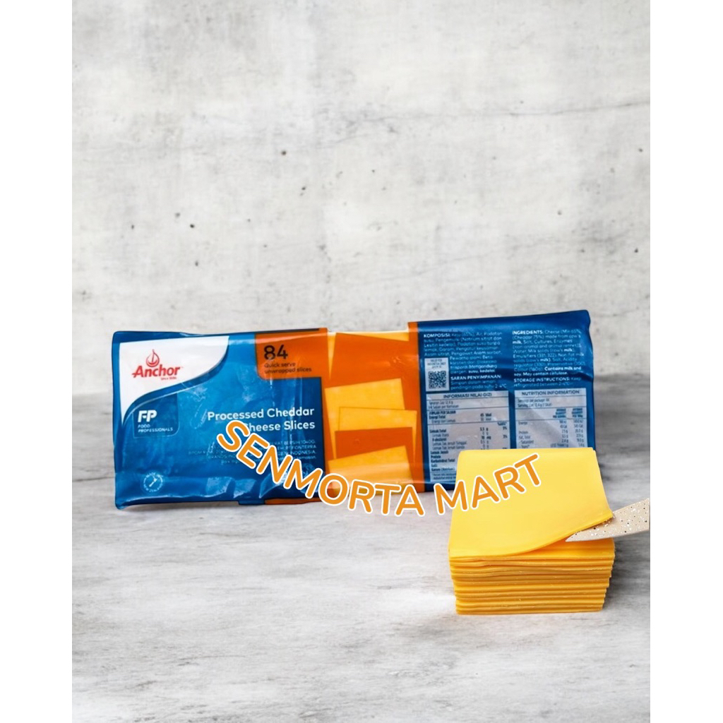 Anchor Keju Cheddar Slice Orange 28 Pcs | Red Cheddar Cheese | Keju Burger