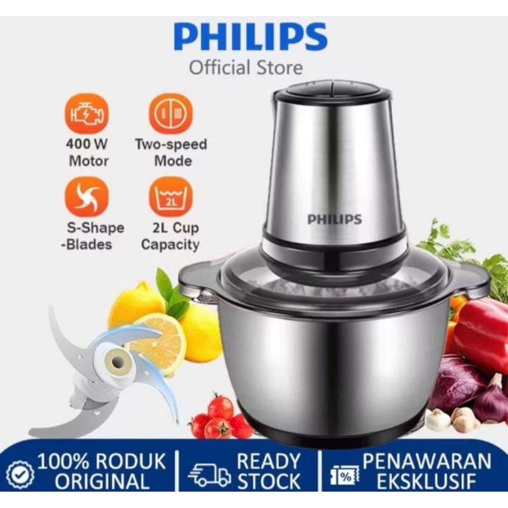 promo Blender Philips 2L multifungsi penggiling daging dan bumbu serbaguna