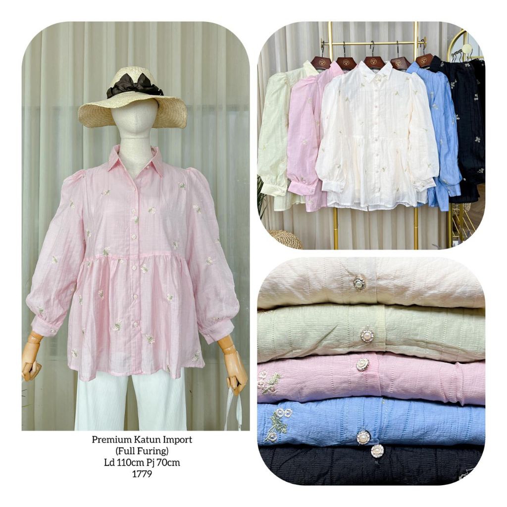 Atasan Kemeja Premium Katun Import Full Furing | Blouse Korean style by YLC